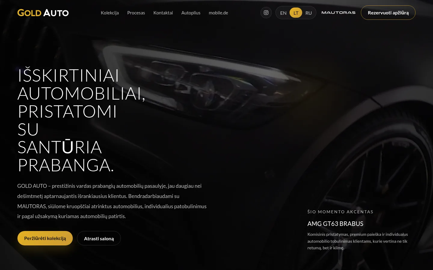 Gold Auto svetainė po atnaujinimo